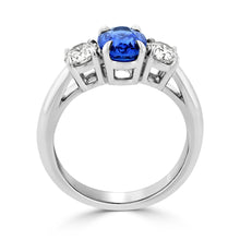 Ceylon Sapphire and Diamond Three Stone Ring