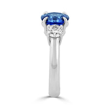 Ceylon Sapphire and Diamond Three Stone Ring