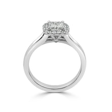 Princess cut halo diamond engagement ring