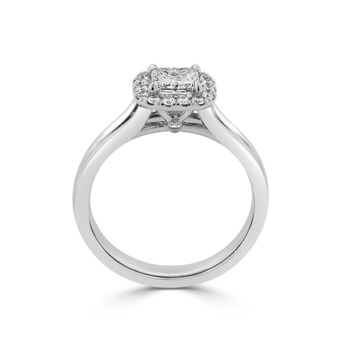 Princess cut halo diamond engagement ring