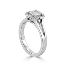 Princess cut halo diamond engagement ring