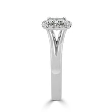 Princess cut halo diamond engagement ring