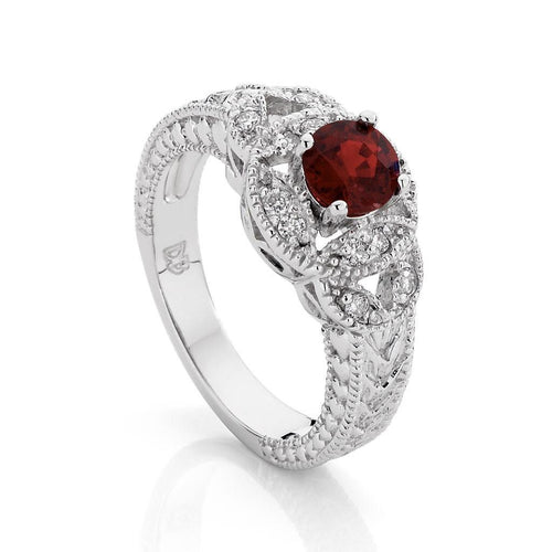 Natasha Ruby Filigree Diamond Ring