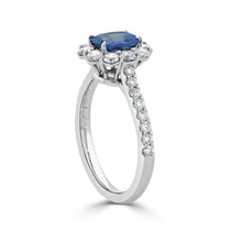 Blue Ceylon Sapphire and Diamond Cluster Ring