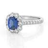 Blue Ceylon Sapphire and Diamond Cluster Ring