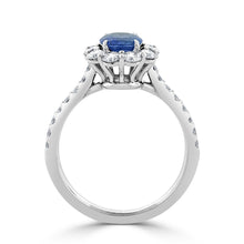 Blue Ceylon Sapphire and Diamond Cluster Ring