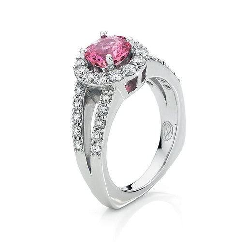 Pink Sapphire and Diamond Ring