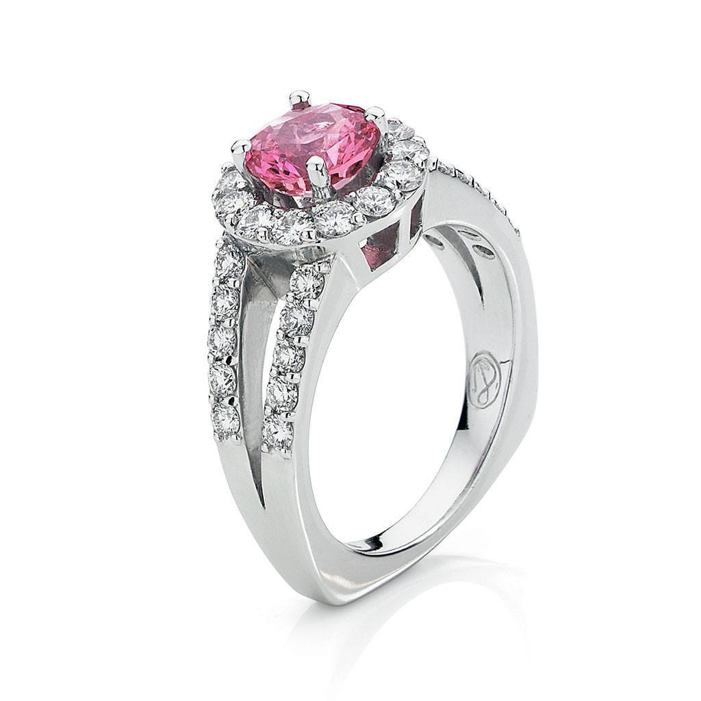 Pink Sapphire and Diamond Ring