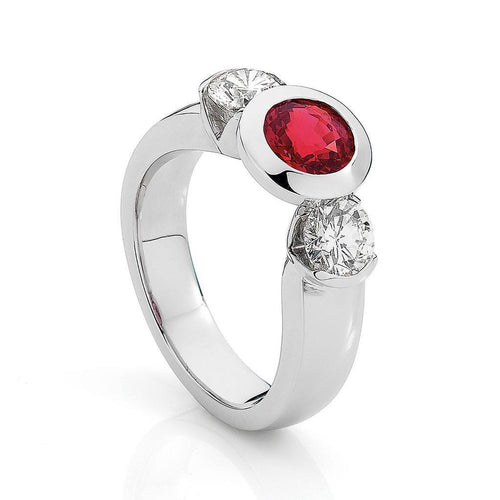 Three-Stone Ruby and Diamond Ring