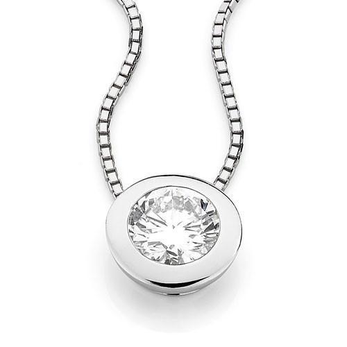 Solitaire bezel set diamond pendant